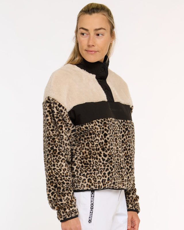 Womens Sherpa Half Zip Fleece | Leopard | Sherpa | WOMENS TOPS | DHaRCO | Image 3 of 8