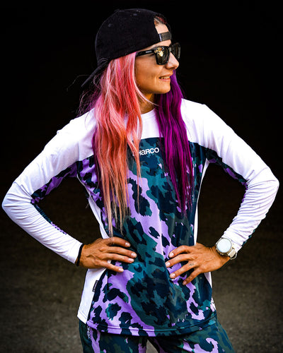 Womens Race Jersey | Isa Signature - Purple Leopard